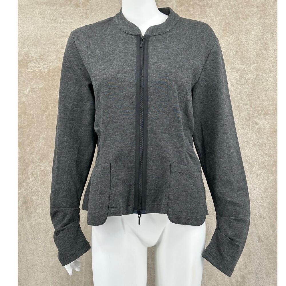 Porto Jacket Womens‎ 4 US XL 12 Charcoal Gray Rigby Blazer Ponte Knit Zip Italy